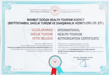 Befit İstanbul Uluslararası Sağlık Turizmi Yetki Belgesi - Belge No AK-0797